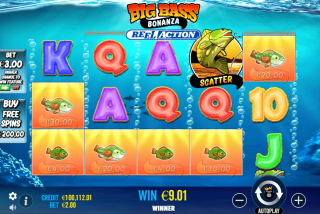 Kemenangan dalam permainan dasar slot Big Bass Bonanza Reel Action