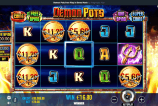 Kemenangan dalam permainan dasar slot Demon Pots