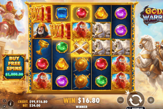 Kemenangan permainan dasar di mesin slot Gods vs Warriors