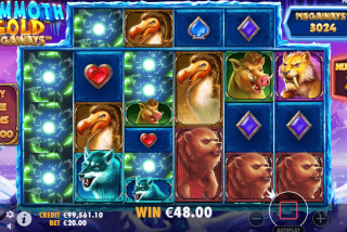 Kemenangan di permainan dasar slot Mammoth Gold Megaways