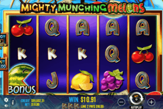 Kemenangan dalam permainan dasar slot Mighty Munching Melons