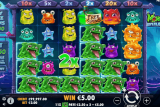 Kemenangan permainan dasar di slot Monster Superlanche