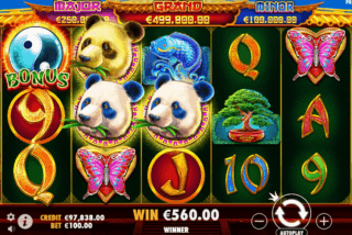 Kemenangan di permainan dasar slot Panda's Fortune 2