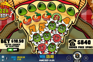 Kemenangan dari permainan dasar di mesin slot Peppe's Pepperoni Pizza Plaza