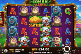 Kemenangan permainan dasar di mesin slot Zombie Carnival