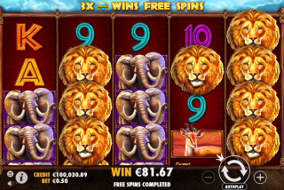 Kemenangan besar pada fitur putaran gratis