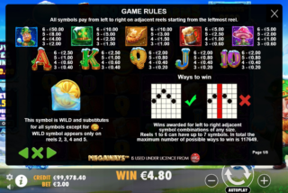 Tabel pembayaran lengkap untuk slot 5 Frozen Charms Megaways