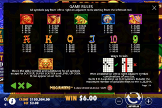 Daftar pembayaran lengkap untuk slot 5 Lions Megaways 2