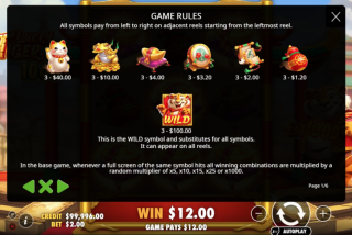 Tabel pembayaran lengkap di slot Lucky Tiger 1000