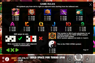 Tabel pembayaran lengkap untuk mesin slot Mystery of the Orient