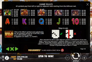 Lihat tabel pembayaran lengkap di slot Revenge of Loki Megaways