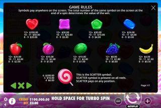 Tabel pembayaran lengkap untuk mesin slot Sweet Bonanza 1000