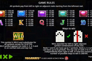 Tabel pembayaran lengkap dari slot Crystal Caverns Megaways