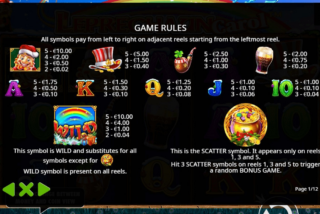 Tabel pembayaran lengkap dari mesin slot Leprechaun Carol