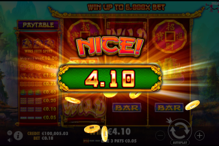 Kemenangan dengan simbol tinggi diikuti oleh urutan animasi