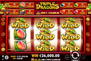 Kemenangan besar di slot Triple Dragons. Sekiranya uang asli...