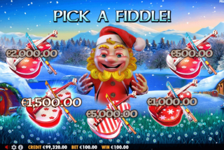 Salah satu fitur acak putaran memungkinkan Anda memilih biola, mengungkapkan 1 dari 5 hadiah uang tunai