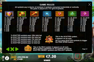 Tabel pembayaran untuk slot John Hunter dan Quest for Bermuda Riches