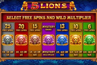 Berbagai pilihan untuk permainan bonus free spins di 5 Lions