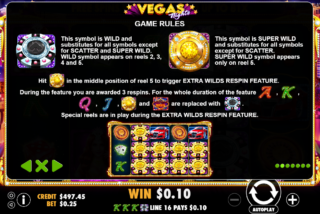 Penjelasan aturan untuk simbol wild dalam slot Vegas Nights