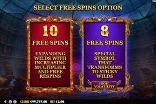 Dua pilihan Free Spins di slot Rahasia Penyihir