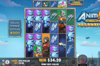 Memenangkan permainan di slot Anime Mecha Megaways