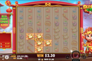 Kemenangan di permainan dasar slot Monkey King Rush